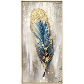 Large Feather White Gold Abstract Oil Painting Hand Painted Paintings Wall Art Home Decor Picture Modern Oil Painting On Canvas (size: 100X150cm)