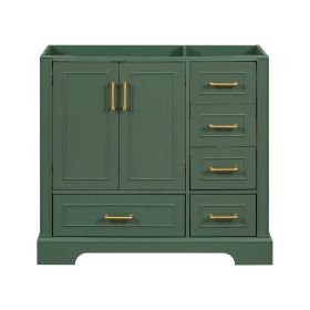 [Cabinet Only] 36" Traditional Bathroom Vanity(Sink not included) (Color: Green, Material: Solid Wood+MDF)